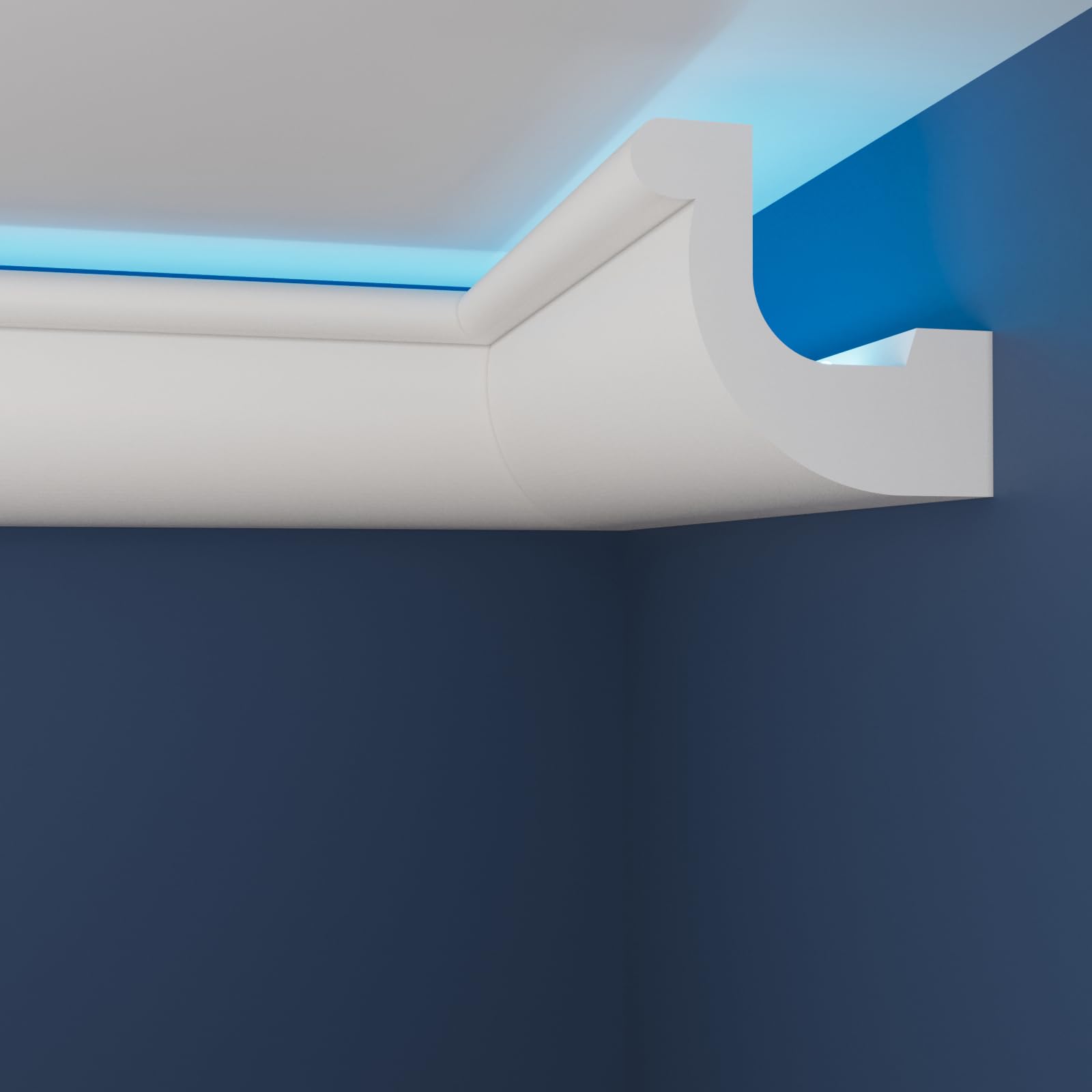 WOLDECOR Premium LED Coving Cornice – Lightweight XPS Ceiling Moulding Trim, Easy to Install Decorative Polystyrene Coving for Walls and Ceilings with LED Lighting (WLU08, Internal Corner 20cm) — image 1