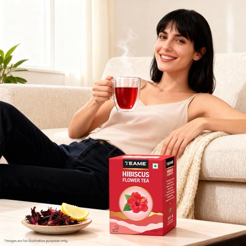 Image of TE-A-ME - Hibiscus Tea - 100 gm (100+ Cups) | Supports - SKIN GLOW ENHANCING | Flower Based - Herbal | Caffeine Free - Tangy Flavor | Hibiscus Tea Leaves | 50g - Pack of 2
