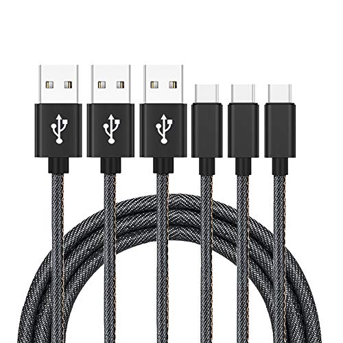 USB Type C ケーブル【3本セット 1m】タイプc 充電ケーブル 急速充電 デニム生地 超耐久 USB A to USB C ケーブル データ転送 iPhone 16 Pro Max iPhone 15 Plus Galaxy Xperia AQU
