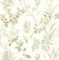 NuWallpaper Sage Songbird Peel and Stick Wallpaper, Sage Botanical Songbird Removable Contact Paper for Walls, Self Adhesive Wall Covering for Bedroom Living Room Accent Wall