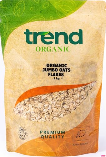 Trend Organic Jumbo Oat Flakes 1kg- Wholesome Fibre Boost for Culinary Excellence Rich in Essential Vitamins and Minerals Certified by UK Soil Association GMO-Free No Additives
