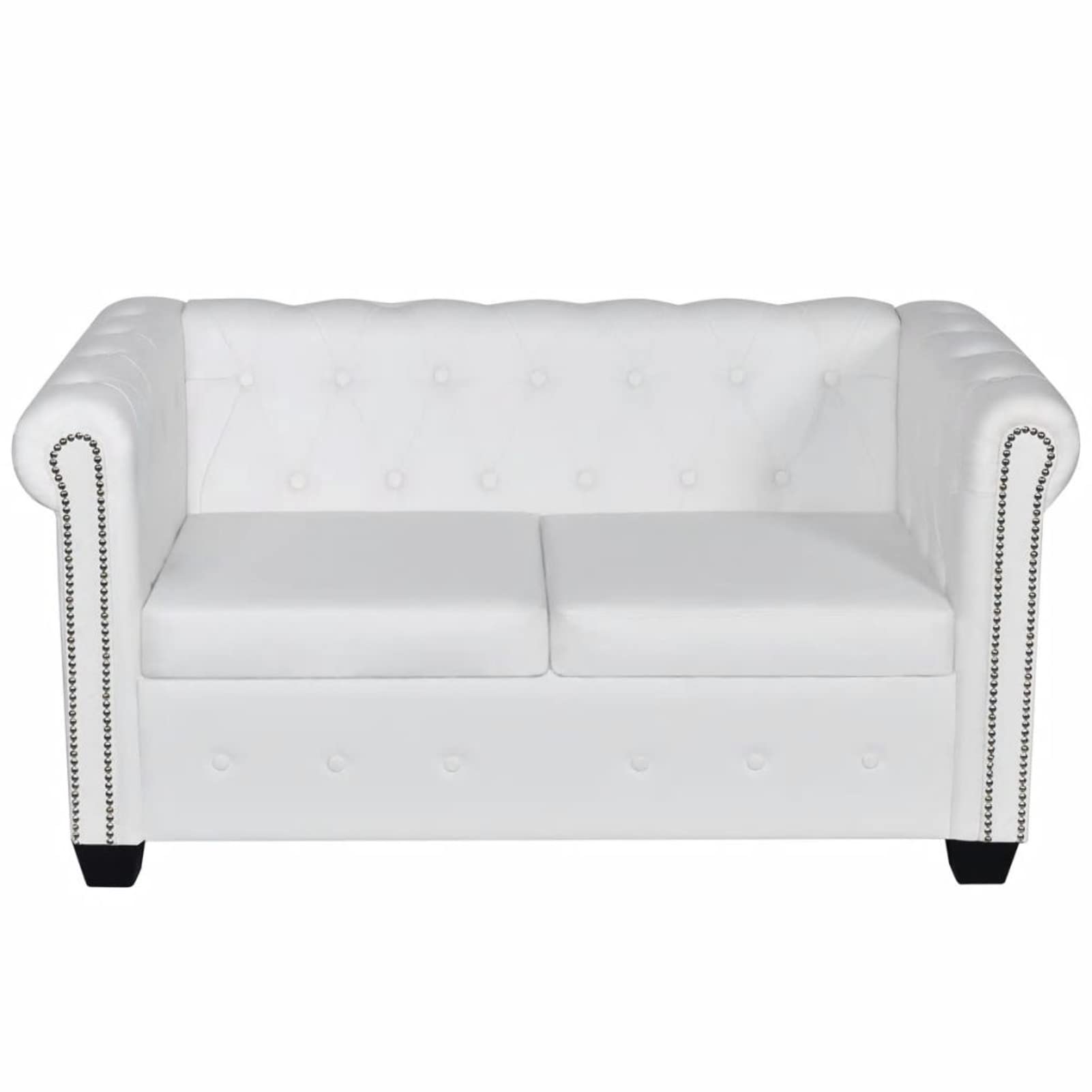 Homgoday Mueble de sofá Chesterfield de 2 plazas de piel artificial blanco, sofás de 2 plazas, sofá Chesterfield moderno, sofá de piel sintética, sofá de piel, sofá vintage, sofá de oferta