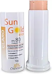 Protetor Solar em Bastão FPS 80 Sun Gold Stick - Toque Seco, Cobertura Natural, Vitamina C - O Benessere Nutrition |Cor: Claro | 12 gramas |