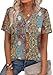 Boho Tops for Women Blouses Dressy Casual Short Sleeve Shirts Button Dowen V Neck T Shirts Plus Size Spring Clothes for Women Summer Outfits 3XL