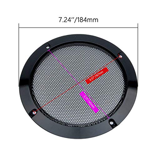 Floratek 2Pcs 6.5 Inch Car Speaker Grill Cover Guard Protector With Black Metal Mesh Speaker Decorative Circle 8 Screws Included (6.5 Inch) #TOP1