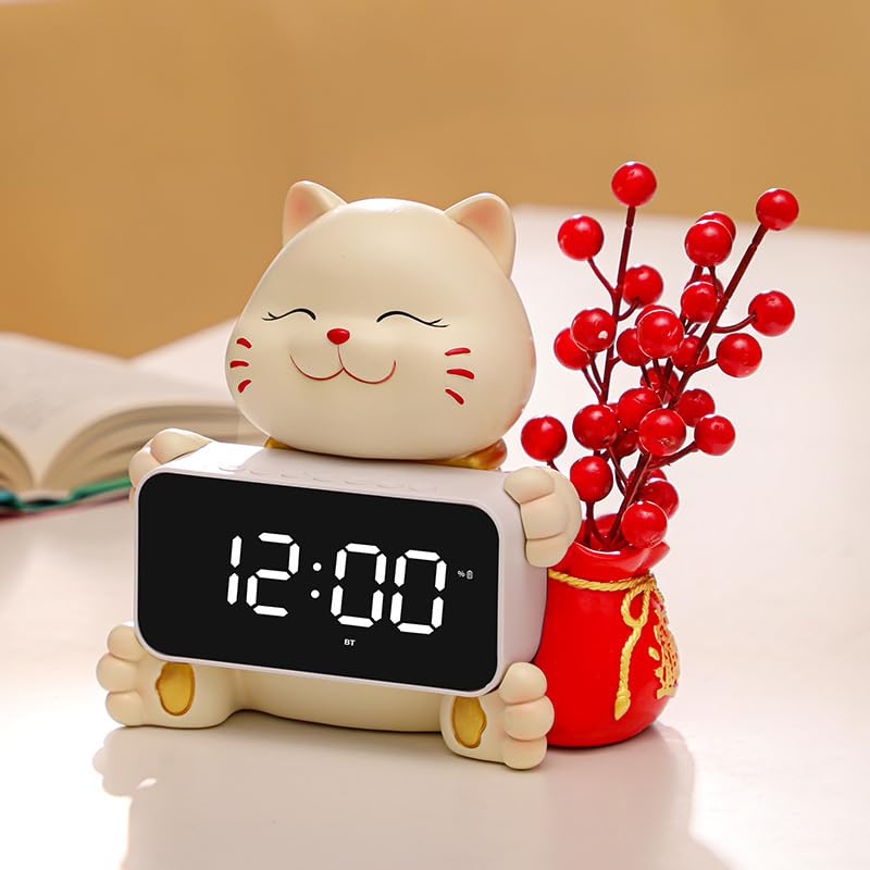 Amazon.co.jp: かわいい電子時計デジタルアニメ猫の静音台時計振り子