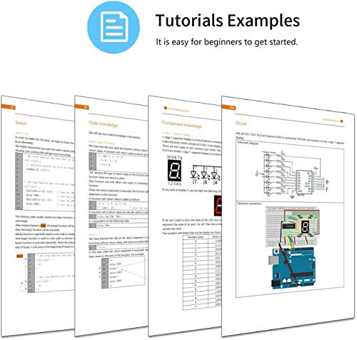 Docreate Ultimate Starter Kit with Development Board, 260 Pages Detailed Tutorial, 217 Items, 51 Projects, Solderless Breadboard
