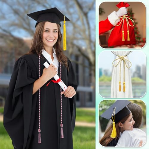Image of Black Red and White Graduation Cord, Graduation Honor Cords Braided Tassels Cord for 2026, 68 inch Long Polyester Yarn Honor Ropes for 2026 Grad Decorations, Party Ceremonies