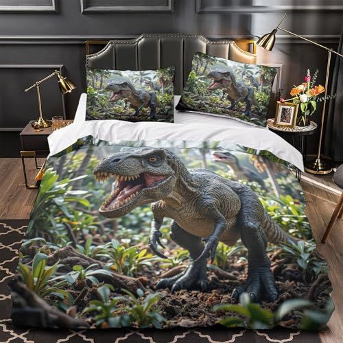 Housse de couette dinosaure 3D pour lit double ado microfibre - 2