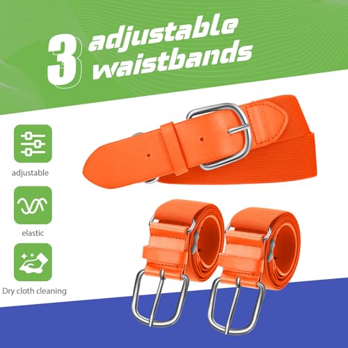 Image of Hercicy 3 Pieces Adult and Youth Baseball Softball Uniform Belts, Adjustable Size Uniform Belt