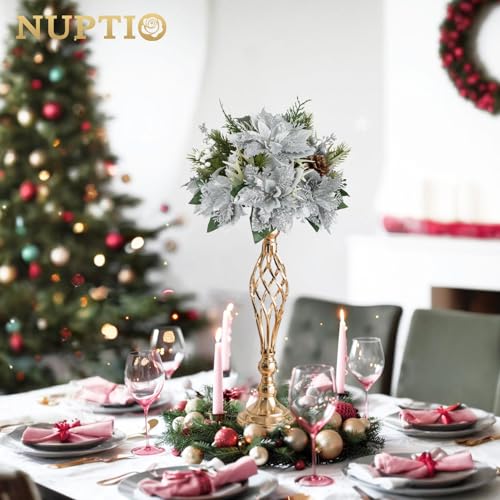 2 Pcs Versatile Metal Flower Arrangement & Candle Holder Stand Set for Wedding Party Dinner Centerpiece Event Restaurant Hotel Decoration (Gold, 2 x M) by NUPTIO - Image 4