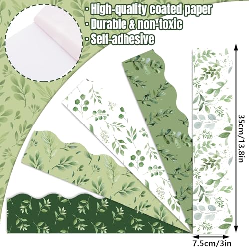 Whaline 69Ft Greenery Bulletin Board Borders Watercolor Eucalyptus Self-Adhesive Border Trim for School Classroom Office Wall Chalkboard Decoration - Thumbnail 2