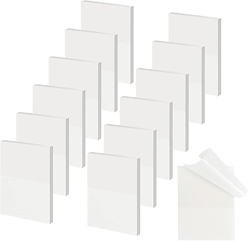 EOOUT 12 blocs de notas adhesivas transparentes de 1.5 x 2 pulgadas, notas adhesivas transparentes, blancas, autoadhesivas, traslúcidas, suministros