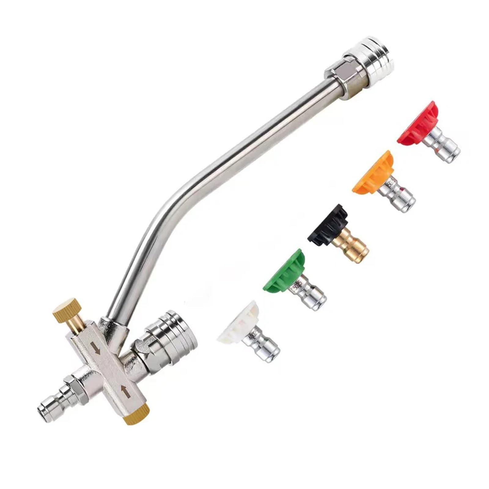 Aywtiun Color 2 Pressure Washer Extension Wand Dual Lance Pressure Washer Wand For Foam Cannon Double Tip Attachment For Soap 1/4" Quick And 5 Nozzles High Pressure Garden Hose Nozzle(Color 2)