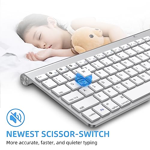 Image of cimetech Wireless Keyboard, Bluetooth Ultra-Slim Portable Mini Keyboard for iPad /Tablet /Mac /Laptop /Desktop- Silver