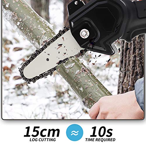 Mini Chainsaw , 4-Inch Cordless Electric Protable Chainsaw One-Hand 0.7kg Lightweight, 24V Portable Handheld Electric Saw, Wood Cutting Pruning Logging for Garden Courtyard Tree and Urban Greening