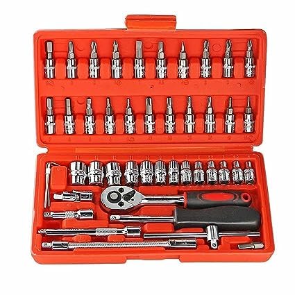 DWITI ENTERPRISE 46 in 1 Pcs Tool Kit & Screwdriver and Socket Set l 1/4 Inch Socket Combination Set DIY Repair Tool Kit (Multicolor) (Pack Of 1)