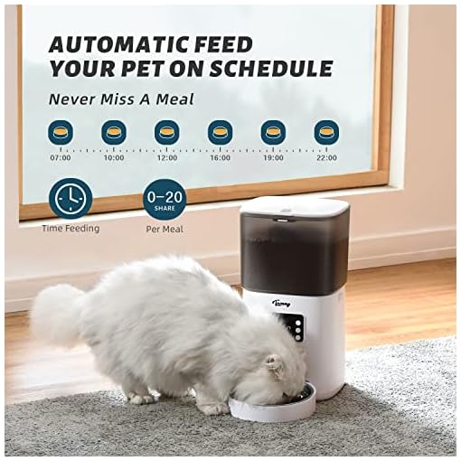 Toozey Automatic Cat Feeders, 6L Timed Cat Dog Feeder Pet Dry Food
