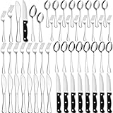 48-Piece Cutlery Set for 8 People, Silverware Set with Steak Knives, Food-Grade Stainless Steel Cutlery Includes Knives, Forks Spoons, Suitable for Home & Restaurant, Mirror-Polished, Dishwasher Safe