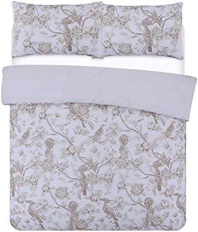 Night Comfort Percale Duvet Cover Set - Luxury Cotton Blend Reversible Quilt Pillow Cover Bed Set (Beige, Double)