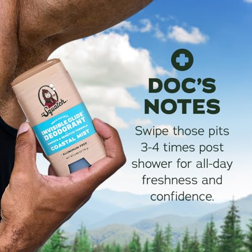 Dr. Squatch Invisible Glide Natural Deodorant Men, Aluminum Free (2-Pack) | All Day Odor Protection, Smooth Glide, No Stains, Men’s Deodorant (Coastal Mist & Sandalwood Summit) - image 8