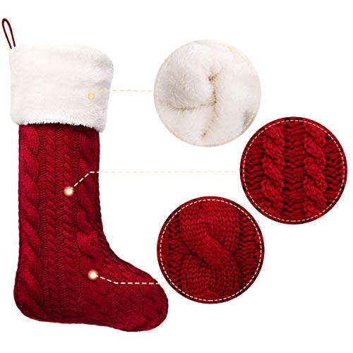 image for LimBridge Christmas Stockings, 2 Pack 18 inches Large Cable Knit Knitt