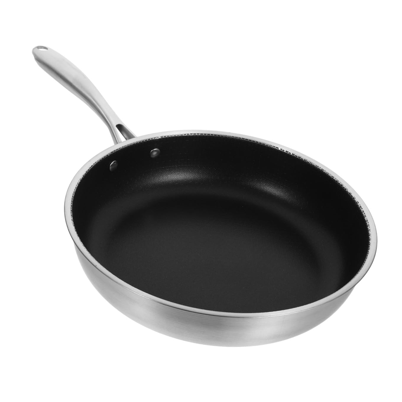 OUNONA Padella in Acciaio Inossidabile Nero Fondo a Nido D'ape per Friggere Uova, Manico Ergonomico che Riduce Consumo di Olio, per Cucina Quotidiana