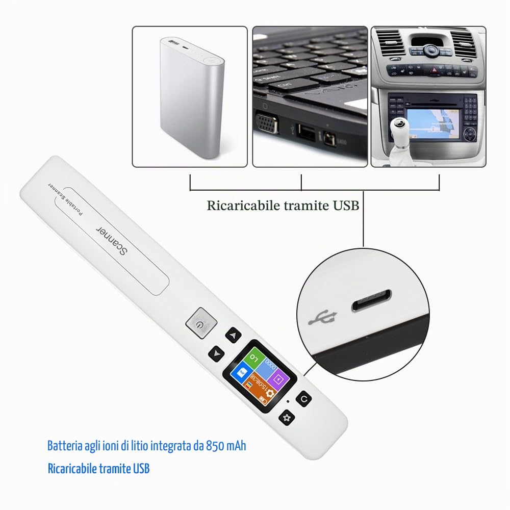 WiFi 1050DPI Asta Portatile ad Alta Velocità Documento e Immagini Scanner A4 Dimensioni JPG/PDF Formate Display LCD per Business Reciepts Libri