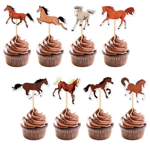 JJUNW Décoration de gâteau d'anniversaire en forme de cheval, pics à cupcakes pour fête de course de chevaux, fête prénatale, mariage, fête d'anniversaire (16)
