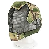 XYLUCKY Airsoft Qualität Full Face Fechten Helm BB Gun Ohr-Mesh-Schutzhelm,F