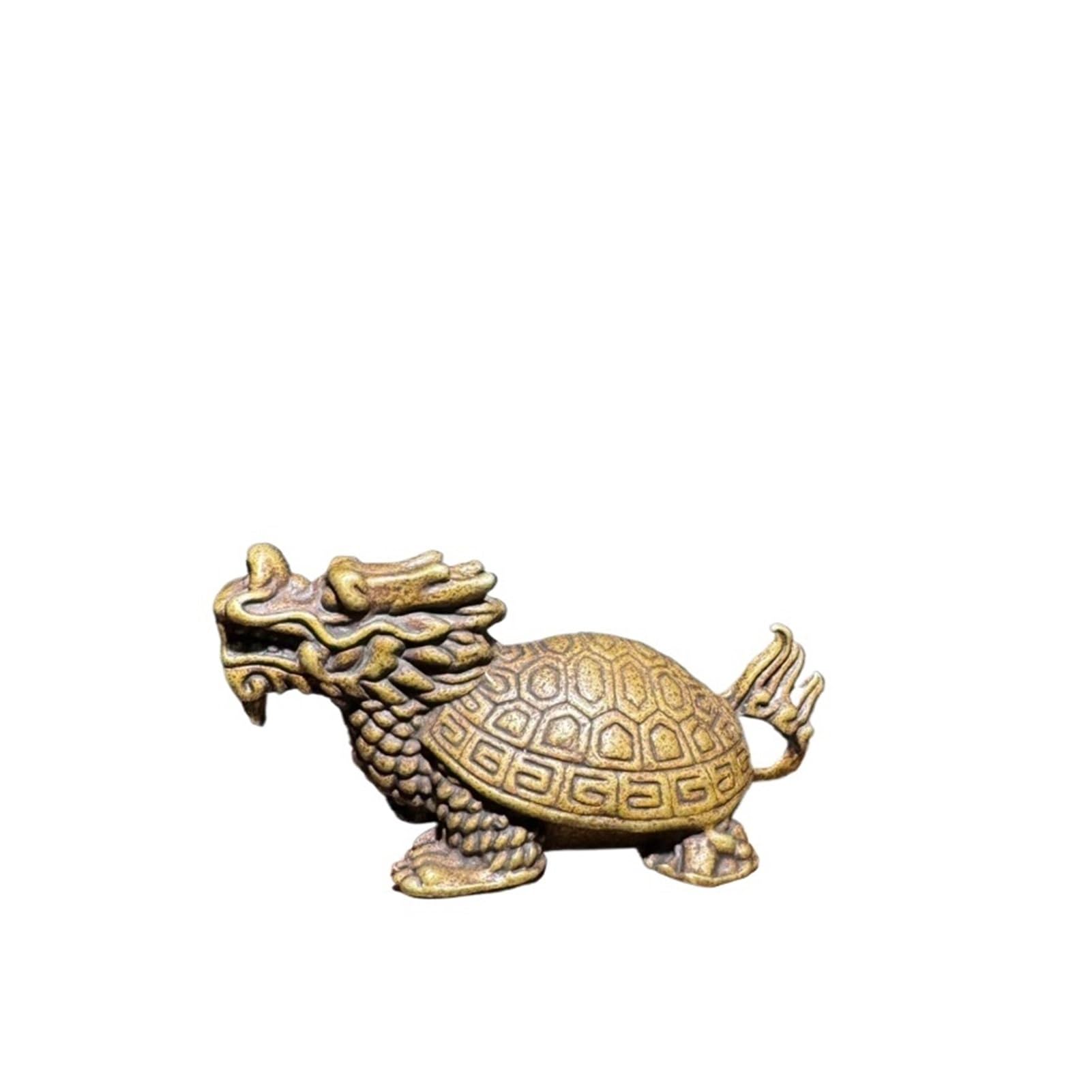 Huolimxun Vintage Brass Dragon Turtle Pure Copper Miniature Statue Handmade Desk Home Decor Crafts Ornaments