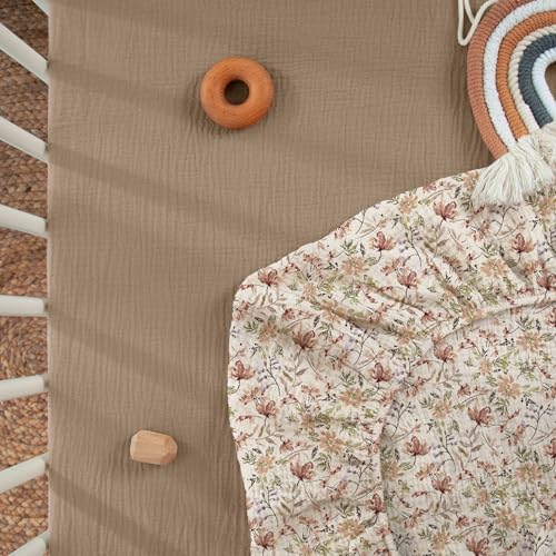 Image of lulumoon Mini Crib Sheets Muslin: Soft Cotton Fitted Mini Crib Mattress Sheets for Boys and Girls 2Pack