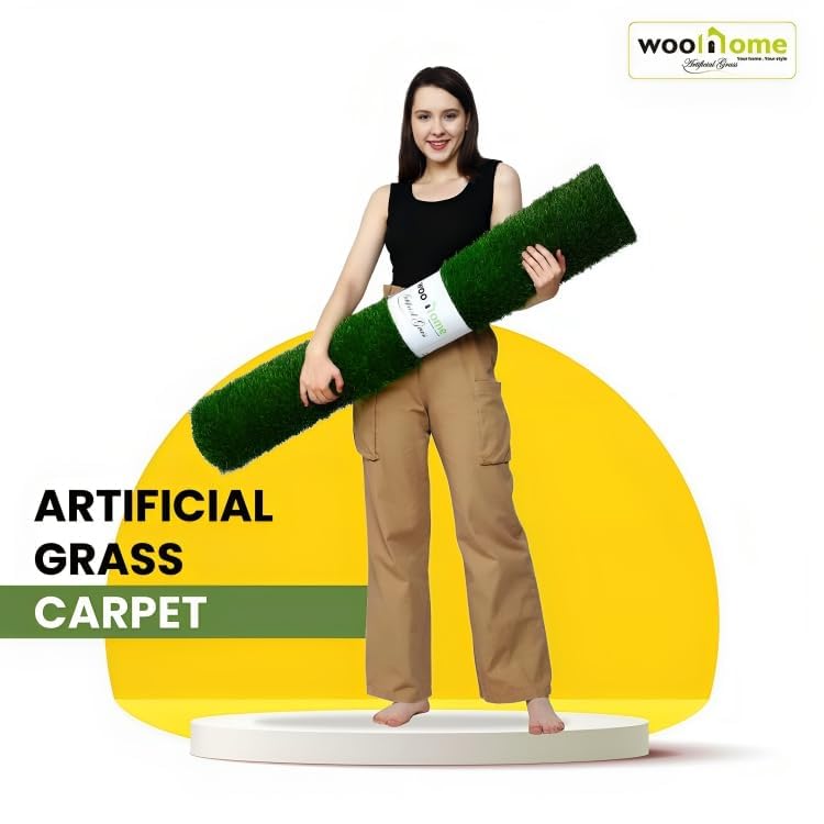 Image of Woohome 35mm Artificial Grass Mat for Balcony | Green Grass Carpet for Balcony | All-Weather Home and Office Edition (Size - 4X3 Ft | Green grsaa Capet for Balcony)