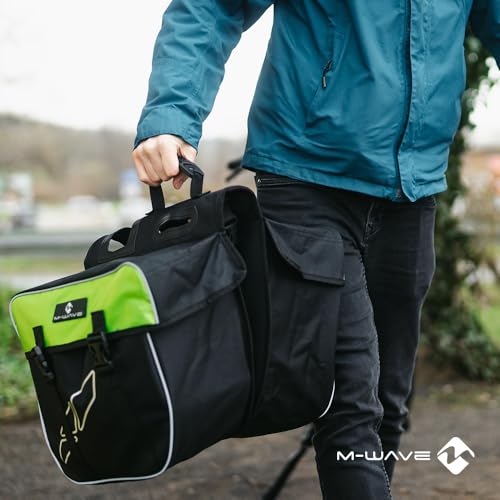 M-Wave Amsterdam Double Gepäckträgertasche, schwarz/grün, 44 x 40 x 5 cm