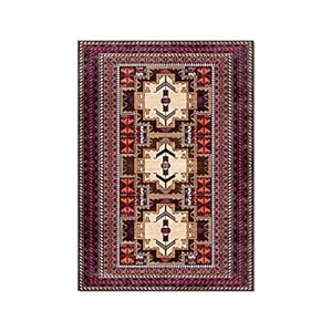 Retro Crimson Purple Geometrische Perzische Etnische Stijl Woonkamer Meisje Slaapkamer Vloermat Studie Nachtkastje…