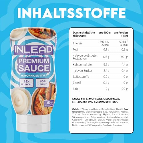 INLEAD - Premium Sauce - Light Soße | 85% weniger Kalorien & 90% weniger Fett | Perfekt Zur Diät | Kalorienarme Ernährung | Vegan | Glutenfrei | Laktosefrei - 350ml (Mayonnaise Style) 3