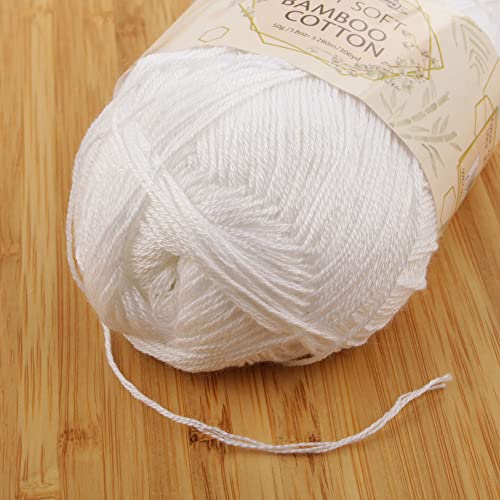 Image of JubileeYarn Baby Soft Bamboo Cotton Yarn - 50g /Skein - Cotton White - 4 Skeins
