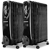 Aigostar Radiador de Aceite de 11 Elementos, 2300 Watios, Silencioso, Calentamiento rápido, 3 Ajustes de Potencia y Control Termostático de Temperatura, Recomendado para estancias de 24 m2, 2 Unidades