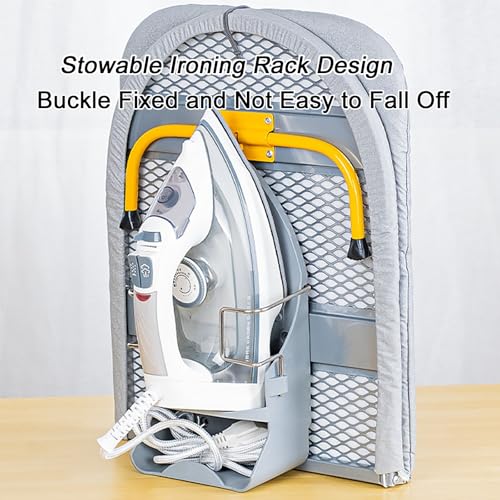 Foldable Ironing Board with Iron Holder, Hanging Ironing Board with Removable Cloth Cover for Sewing Craft Room House Dorm Home(Black) - Image 3