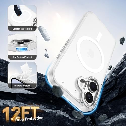 Image of YINLAI for iPhone 17 Case 6.3-inch,Magnetic Compatible with MagSafe, Slim Matte Anti-Fingerprint, Shockproof Full Body Military Grade Protection for iPhone 17 Cover, Clear