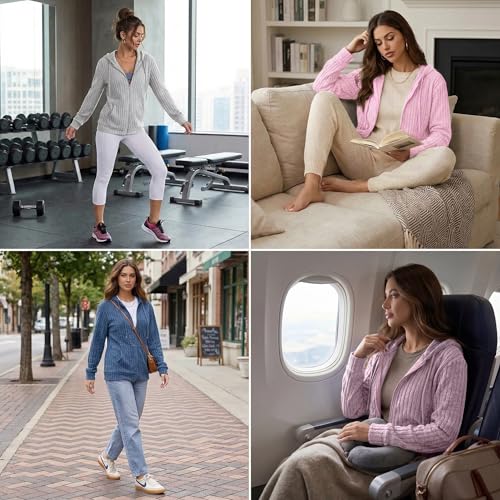 Image of Witsmile Zip Up Hoodie Women Oversized Sweatshirt Long Sleeve 2026 Fall Outfit Lightweight Jackets Workout Clothes