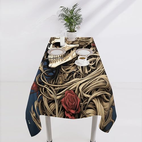 Nappe de table rectangulaire imprimée tête de mort pour cuisine