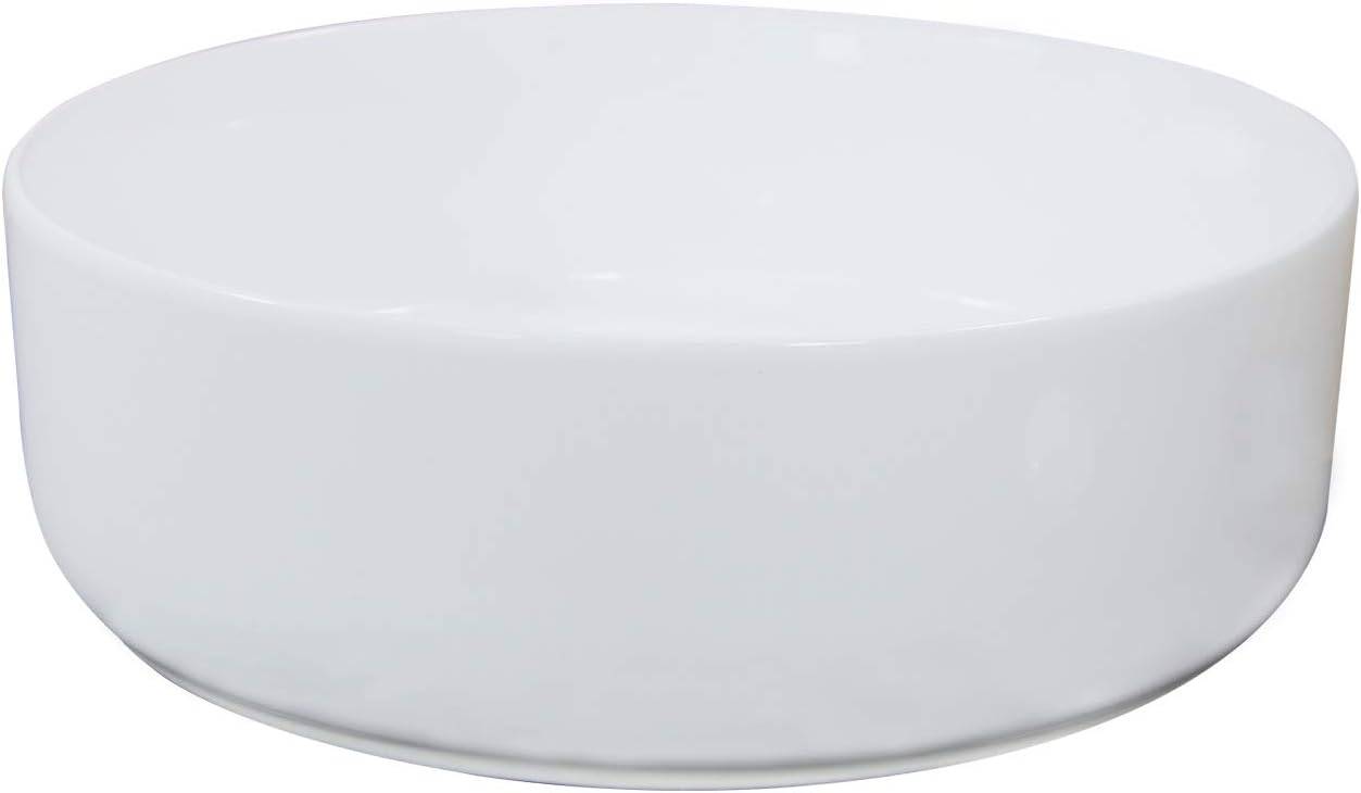 Winzo Small Round Bathroom Vessel Sink Thin Modern Design,Cabinet Vanity Top Basin, Ceramic White WZ6176