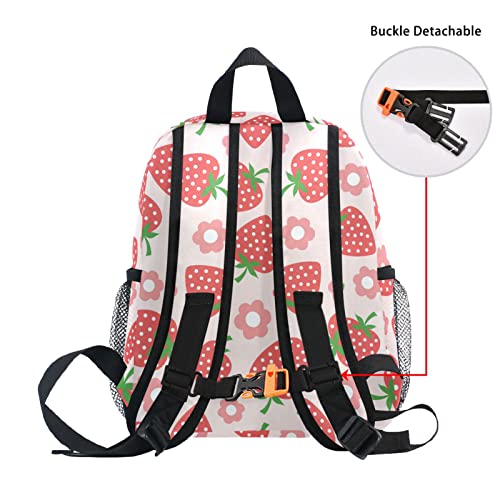 Kids Backpack for Girls Strawberry Cute Pink Toddler Bags Children Preschool Kindergarten Small Chest Strap 3-8 Years Old4