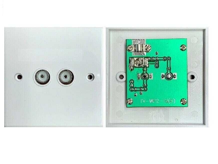 K M Electronics 1 IN 2 OUT DOUBLE FLUSH COAX SOCKET OUTLET TV AERIAL ...