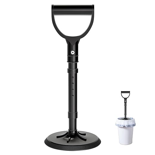 Manual Trash Compactor (42cm to 52cm), Waste Compactor for Kitchen Garbage Compressor Hand Tool, Outdoor Trash Can Compressor for Waste Bin - Space Saving Design - Black