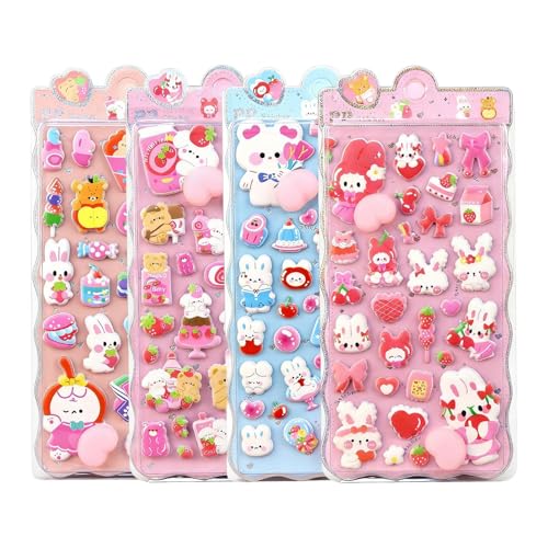 3D Stickers - Hip Shape Design for Fun Decoration, Textured Effect with Durable Adhesive, Kids Teens Adults Journals Laptops Luggage Skateboard, Colorful Print, 7.99x3.94 inches