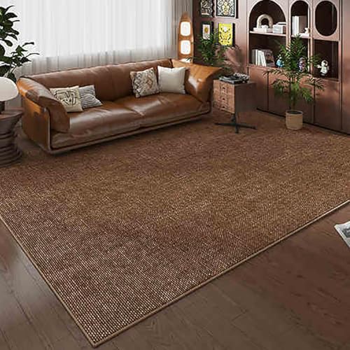 Tapis de sol pour salon, texture unie, aspect jute synthétique, antidérapant, résistant aux taches, lavable