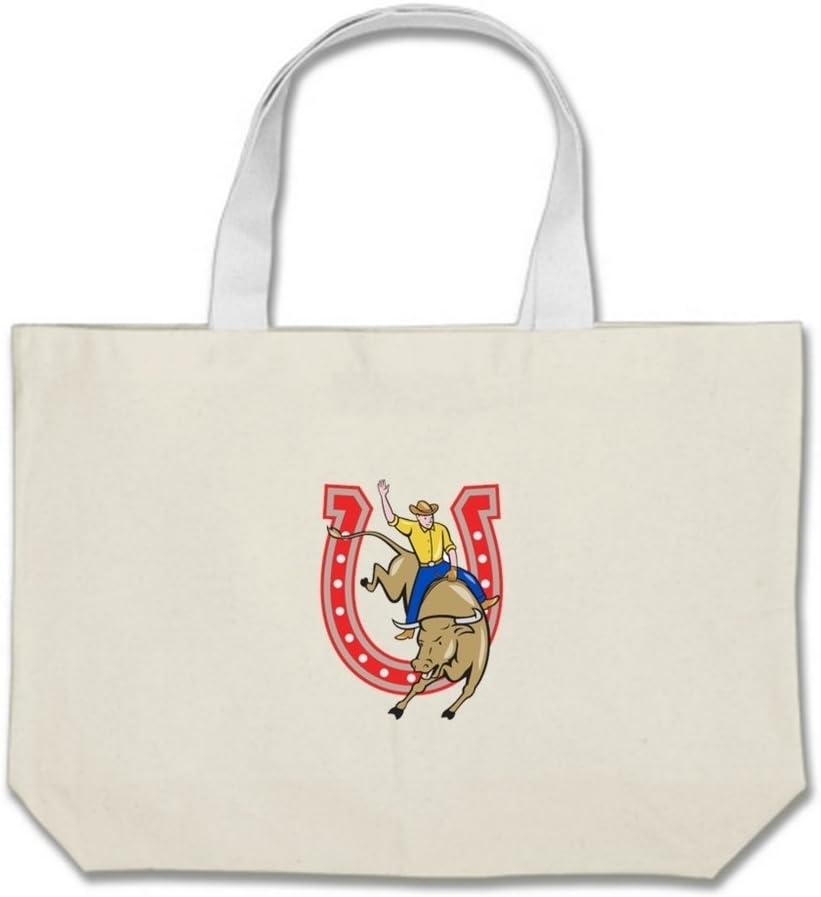 Polada Personalized Non Woven Tote Bags Rodeo Cowboy Bull Riding Horseshoe Cartoon Custom Printed Tote Bags Wholesale