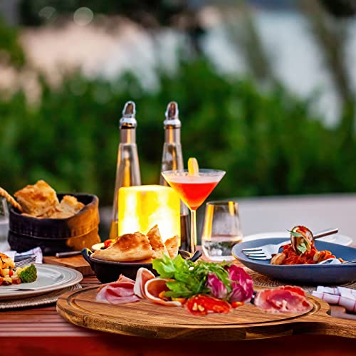 10 Pcs Bamboo Wood Cutting Board With Handle 15.4 X 11.4 Inch Bamboo Wooden Serving Board Kitchen Chopping Boards For Pizza, Bread, Cheese, Charcuterie, Fruit, Vegetables (Vintage Round Board) #TOP5